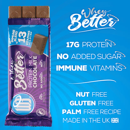 Protein Milk Chocolate -  75g Bar With Immune Blend Vitamins