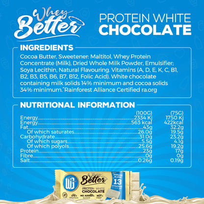 Protein White Chocolate - 75g Bar With Immune Blend Vitamins