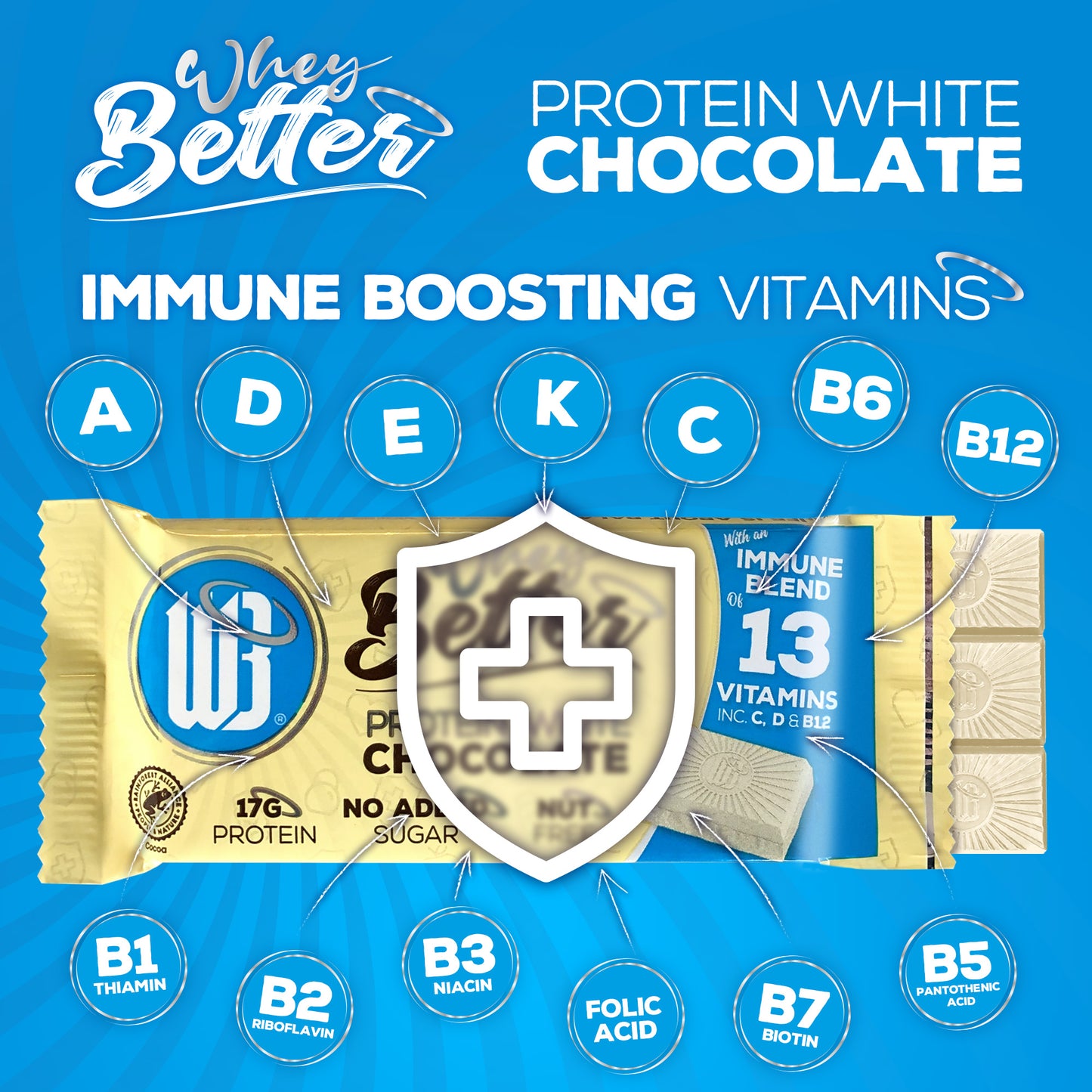 Protein White Chocolate - 75g Bar With Immune Blend Vitamins